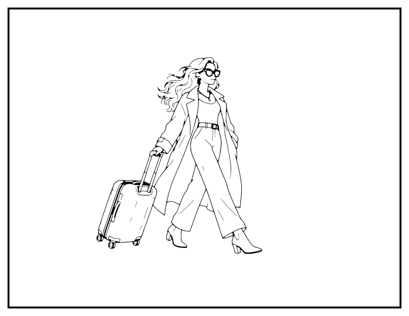 Idol Airport Fashion coloring page – printable black and white line art