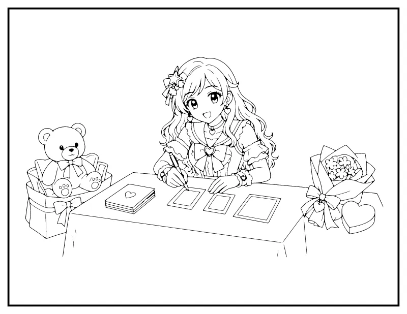 Idol at a Fan Sign Event coloring page – printable black and white line art