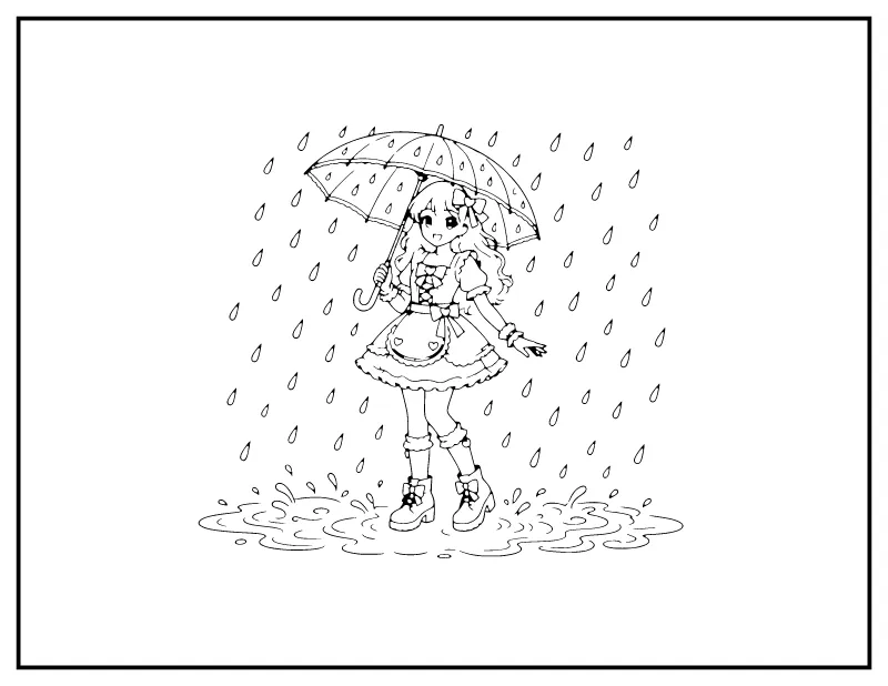 Idol with a Clear Umbrella coloring page – printable black and white line art