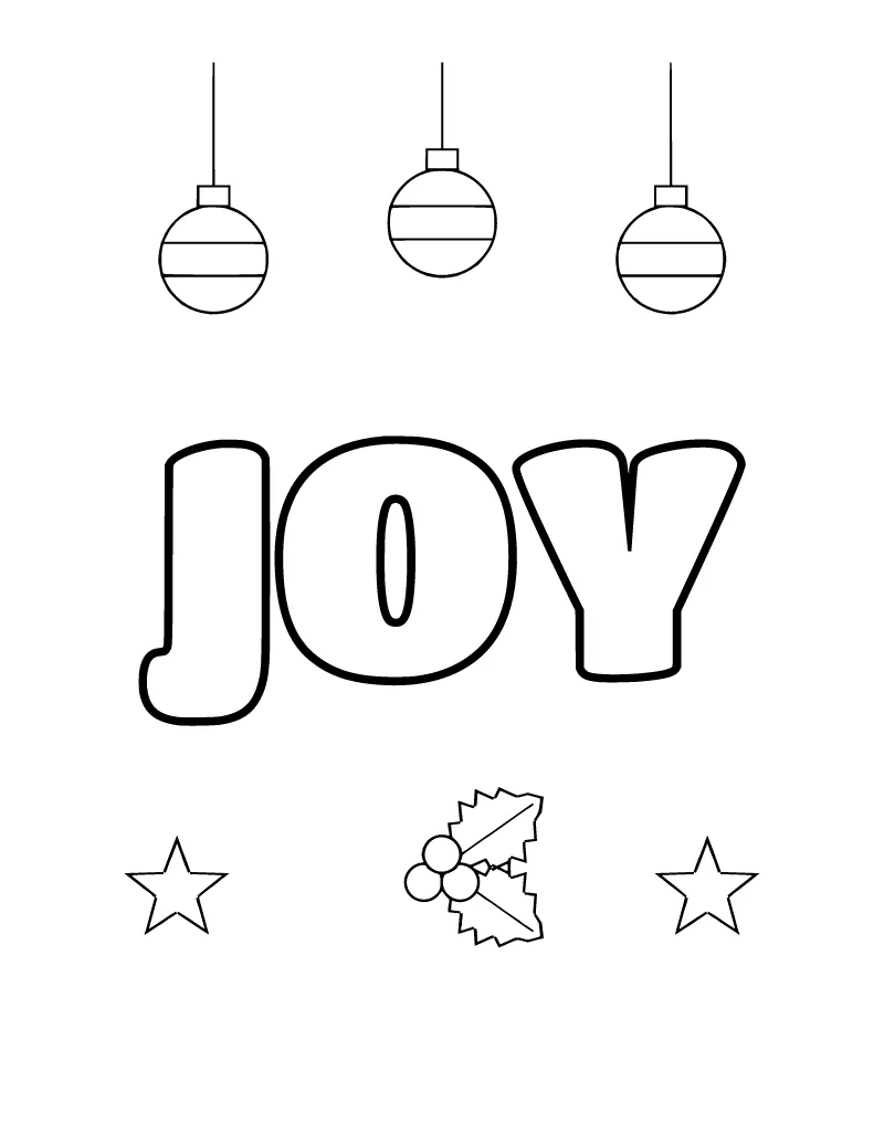 JOY Christmas Bubble Letters Coloring Page | Colorabble