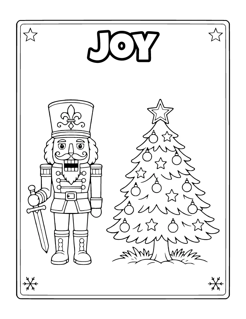 Joy Nutcracker Coloring Poster coloring page – printable black and white line art