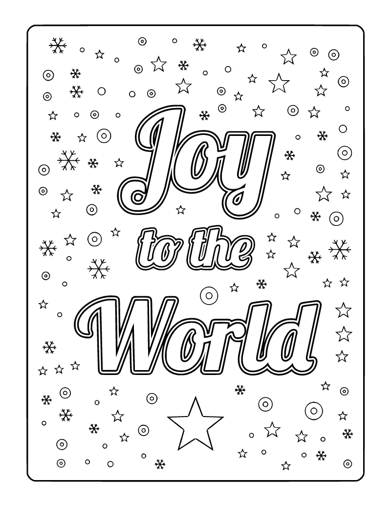 Joy to the World Coloring Page coloring page – printable black and white line art