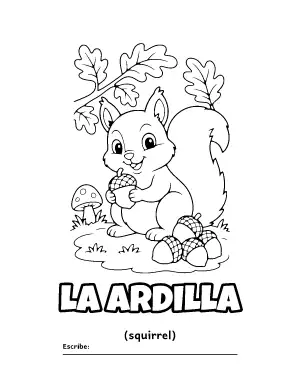 La Ardilla (Squirrel) Spanish Coloring Page coloring page – printable line art