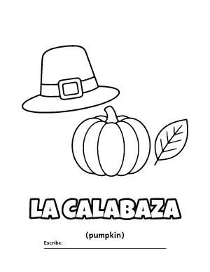 La Calabaza (Pumpkin) Spanish Coloring Page coloring page – printable line art