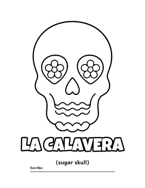 La Calavera para Colorear (Sugar Skull) coloring page – printable line art