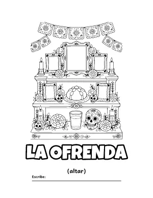 La Ofrenda para Colorear (Altar de Muertos) coloring page – printable line art