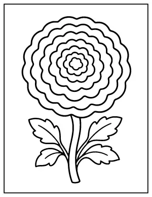 Large Print Marigold Flower coloring page – printable line art