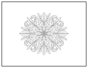 Leaf and Vine Mandala coloring page – printable line art