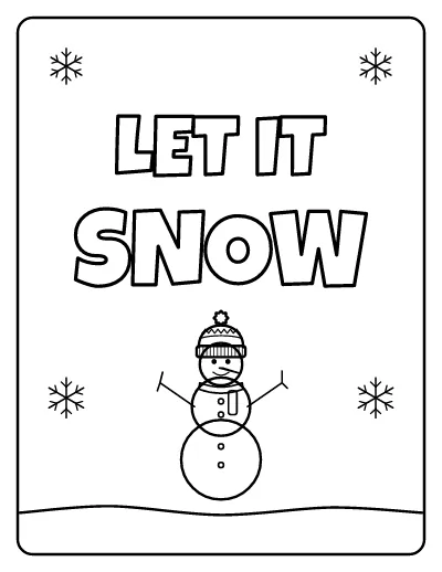 Let It Snow Lettering coloring page – printable line art