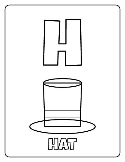 Letter H is for Hat coloring page – printable line art