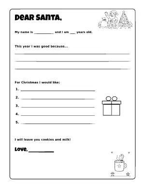 Letter to Santa and Christmas Wish List Printable coloring page – printable line art