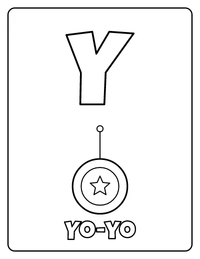 Letter Y is for Yo-yo coloring page – printable line art