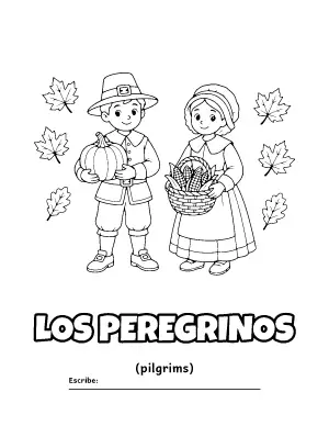 Los Peregrinos (Pilgrims) Spanish Coloring Page coloring page – printable line art