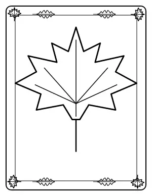 Maple Leaf with Leafy Border coloring page – printable line art