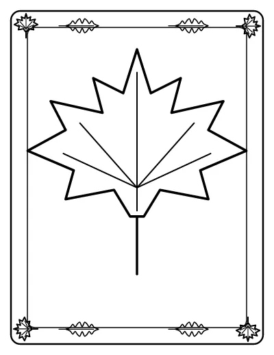 Maple Leaf with Leafy Border coloring page – printable line art