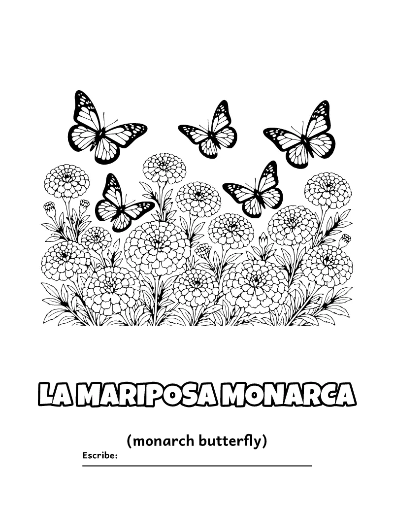Mariposa Monarca para Colorear coloring page – printable black and white line art