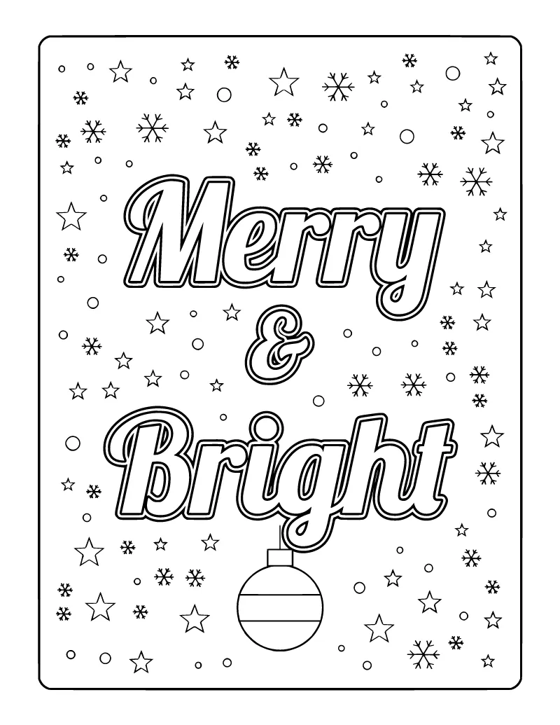 Merry and Bright Coloring Page coloring page – printable black and white line art
