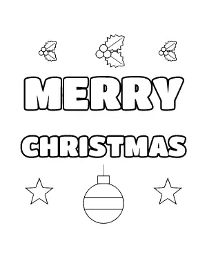 Merry Christmas Bubble Letters coloring page – printable line art