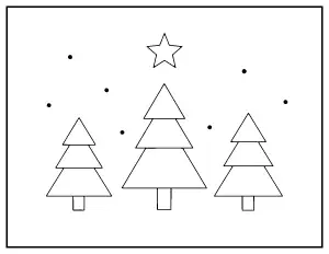 Minimalist Christmas Trees coloring page – printable line art