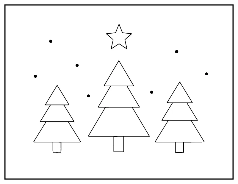 Minimalist Christmas Trees coloring page – printable black and white line art