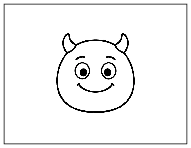 Simple Monster Face for Toddlers coloring page – printable black and white line art