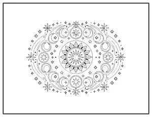 Moon Phase Mandala coloring page – printable line art