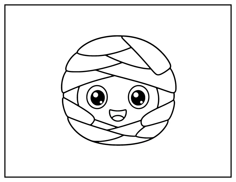 Simple Mummy Face for Toddlers coloring page – printable black and white line art