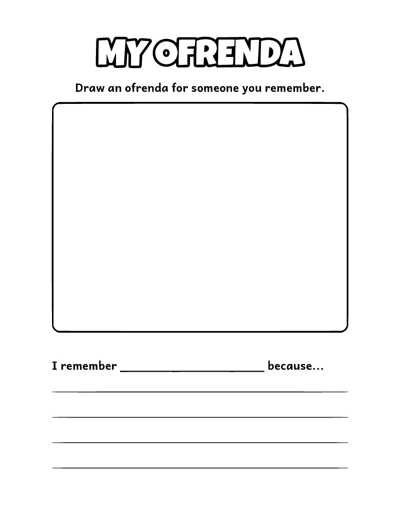 My Ofrenda Drawing Worksheet coloring page – printable black and white line art