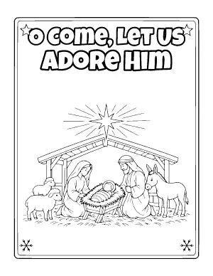 O Come, Let Us Adore Him Coloring Poster coloring page – printable line art