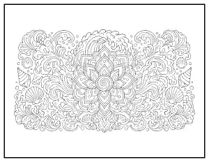 Ocean Wave Mandala coloring page – printable line art
