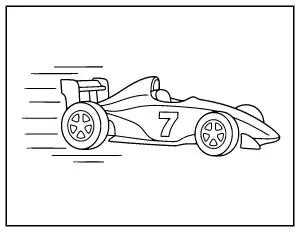Open-Wheel Race Car coloring page – printable line art