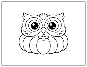 Simple Owl on a Pumpkin for Toddlers coloring page – printable line art