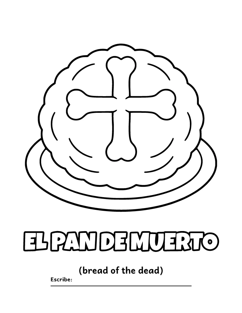 Pan de Muerto para Colorear coloring page – printable black and white line art