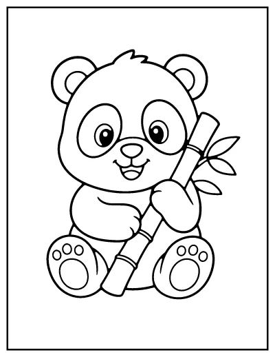 Panda Eating Bamboo coloring page – printable line art