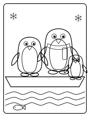 Penguins on the Ice coloring page – printable line art