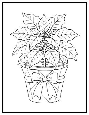 Potted Poinsettia coloring page – printable line art