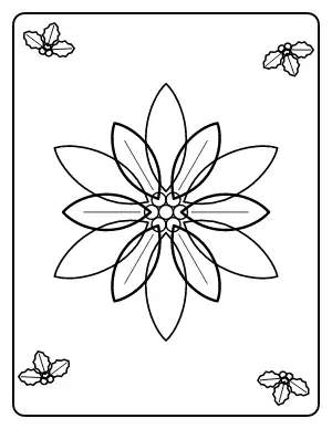 Poinsettia Flower coloring page – printable line art