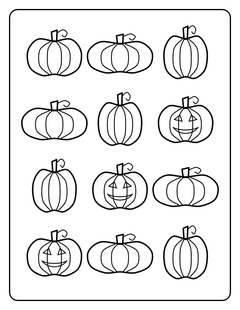 Pumpkin Pattern coloring page – printable black and white line art