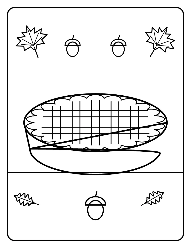 Pumpkin Pie with Lattice Crust coloring page – printable black and white line art