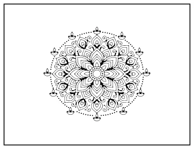 Rangoli Pattern coloring page – printable line art