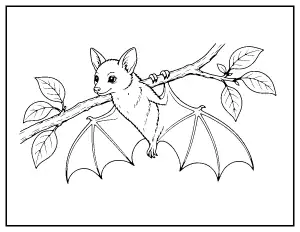 Realistic Fruit Bat coloring page – printable line art