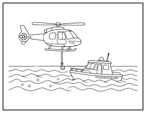 Rescue Helicopter coloring page – printable line art