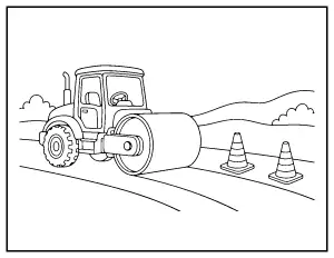 Road Roller coloring page – printable line art