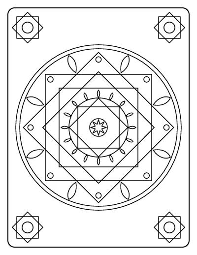Rub el Hizb 8-Point Star Medallion coloring page – printable line art