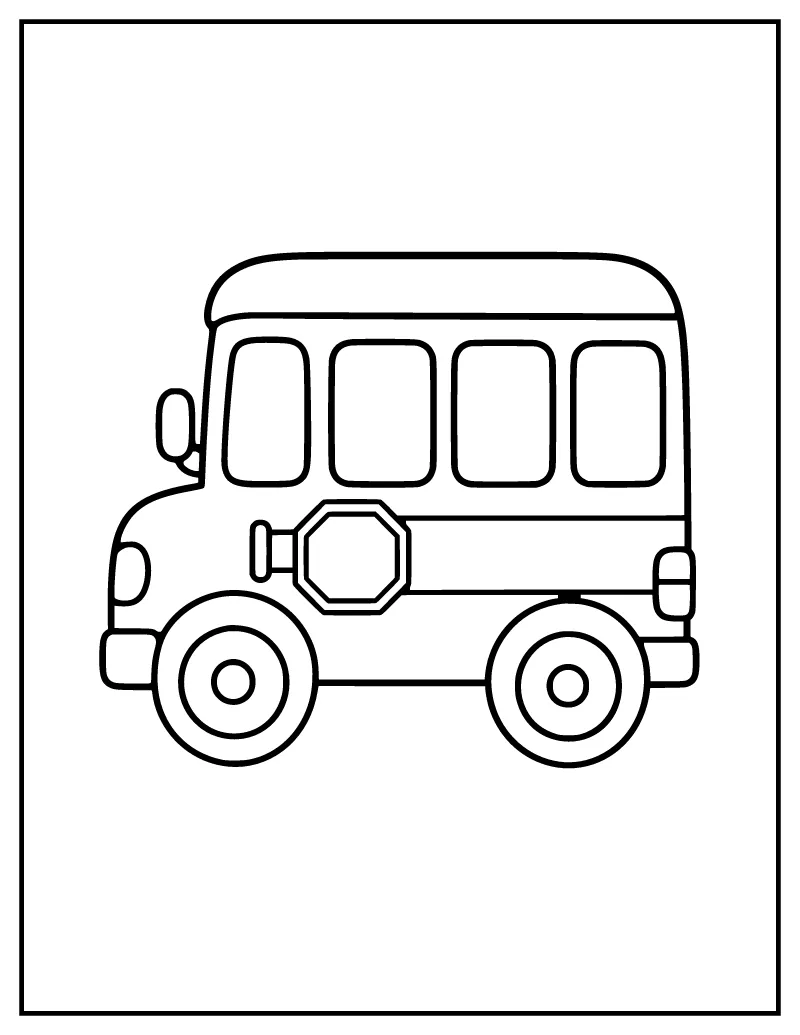 School Bus coloring page – printable black and white line art
