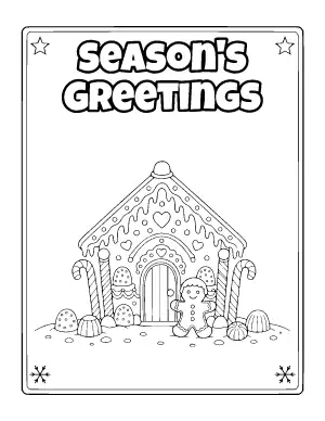 Season's Greetings Gingerbread Poster coloring page – printable line art