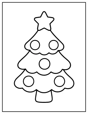Simple Christmas Tree for Toddlers coloring page – printable line art