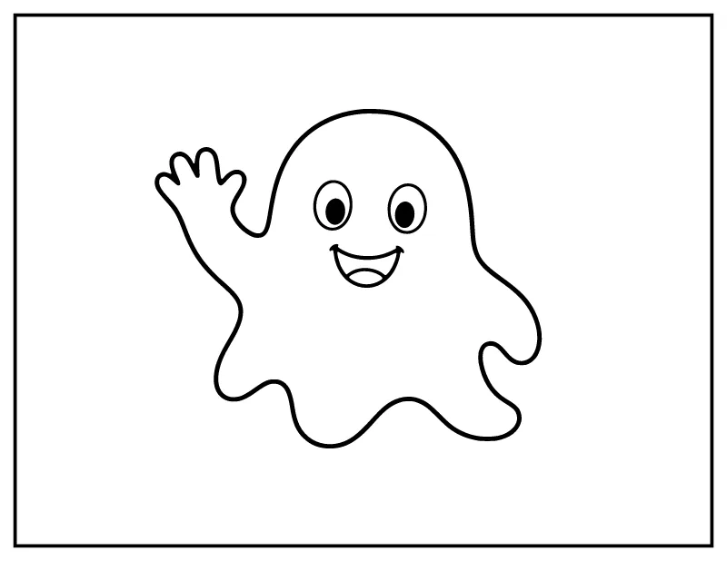 Simple Ghost for Toddlers coloring page – printable black and white line art