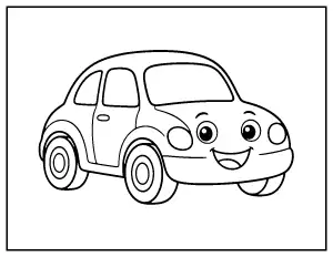 Simple Smiling Car for Toddlers coloring page – printable line art