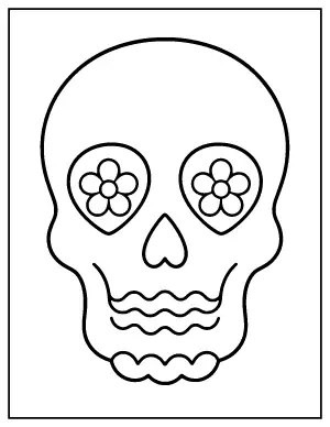 Simple Sugar Skull Outline coloring page – printable line art